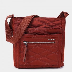 Red Brown Hedgren Quilted Orva Rfid Women's Crossbody Bags | JNR729IY