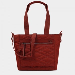 Red Brown Hedgren Zoe Medium Rfid Women's Tote Bags | VMT31QV