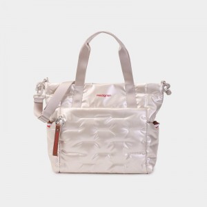 White Beige Hedgren Puffer Women's Tote Bags | RTD8891HI