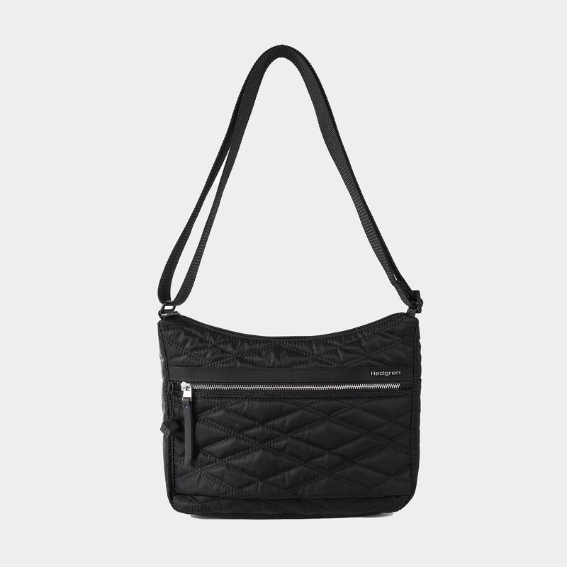 Black Hedgren Quilted Harper's Rfid Women's Shoulder Bags | IVE8098GO