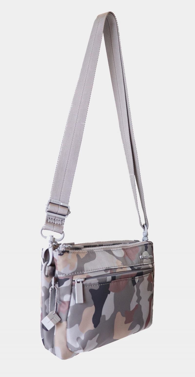 Grey Camo Hedgren Rain Sustainably Made Women's Crossbody Bags | IJZ4623TH