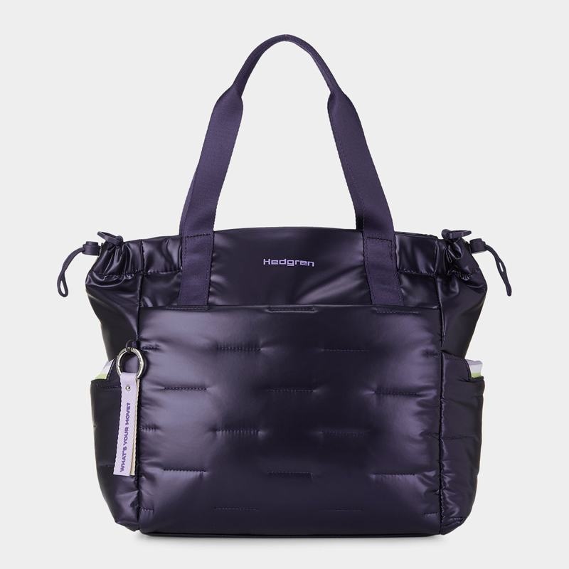 Purple Deep Blue Hedgren Puffer Women's Tote Bags | FTO4879YJ