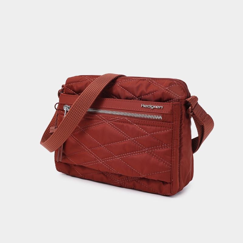 Red Brown Hedgren Quilted Eye Rfid Women's Shoulder Bags | SDA2819LF