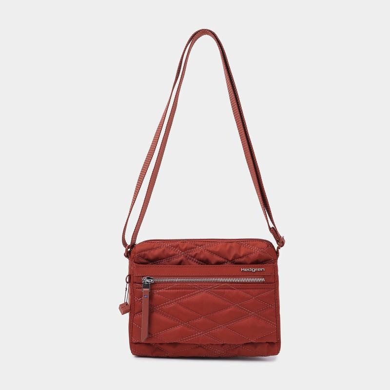 Red Brown Hedgren Quilted Eye Rfid Women's Shoulder Bags | SDA2819LF