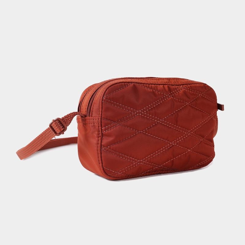 Red Brown Hedgren Quilted Maia Mini Rfid Women's Crossbody Bags | VQK5340AZ