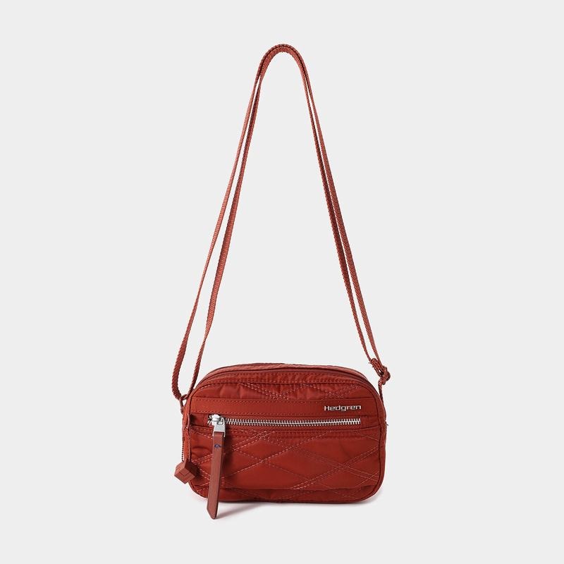 Red Brown Hedgren Quilted Maia Mini Rfid Women's Crossbody Bags | VQK5340AZ