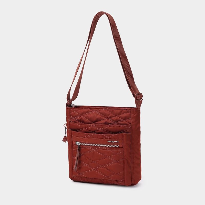 Red Brown Hedgren Quilted Orva Rfid Women's Crossbody Bags | JNR729IY