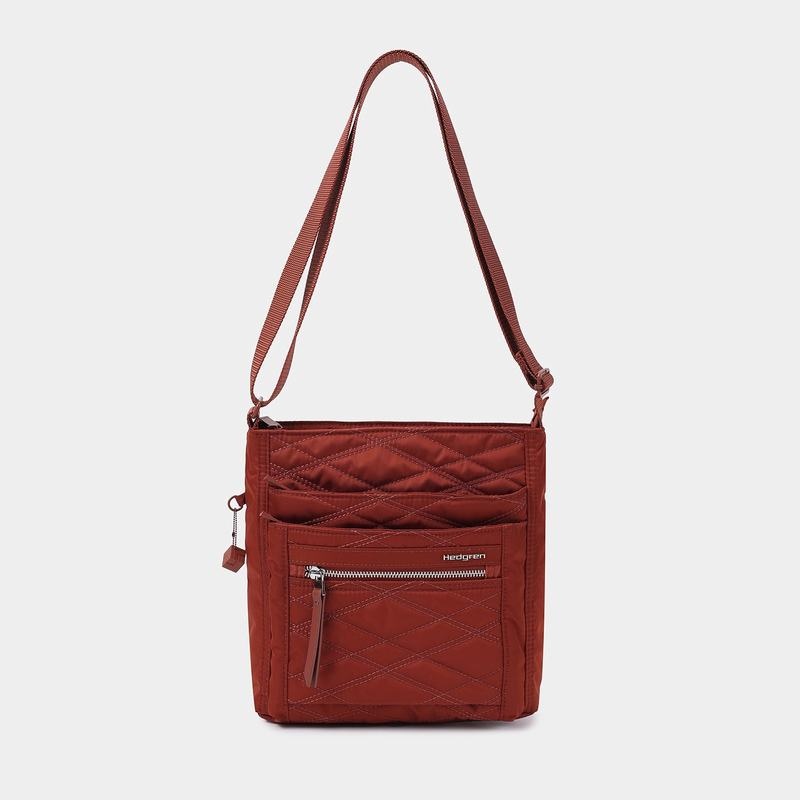 Red Brown Hedgren Quilted Orva Rfid Women's Crossbody Bags | JNR729IY