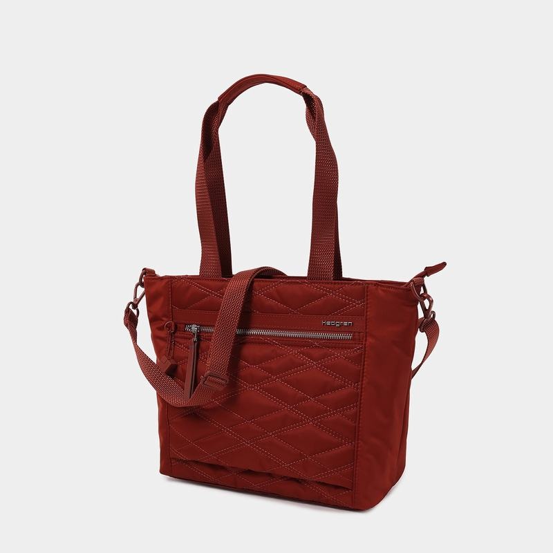 Red Brown Hedgren Zoe Medium Rfid Women's Tote Bags | VMT31QV