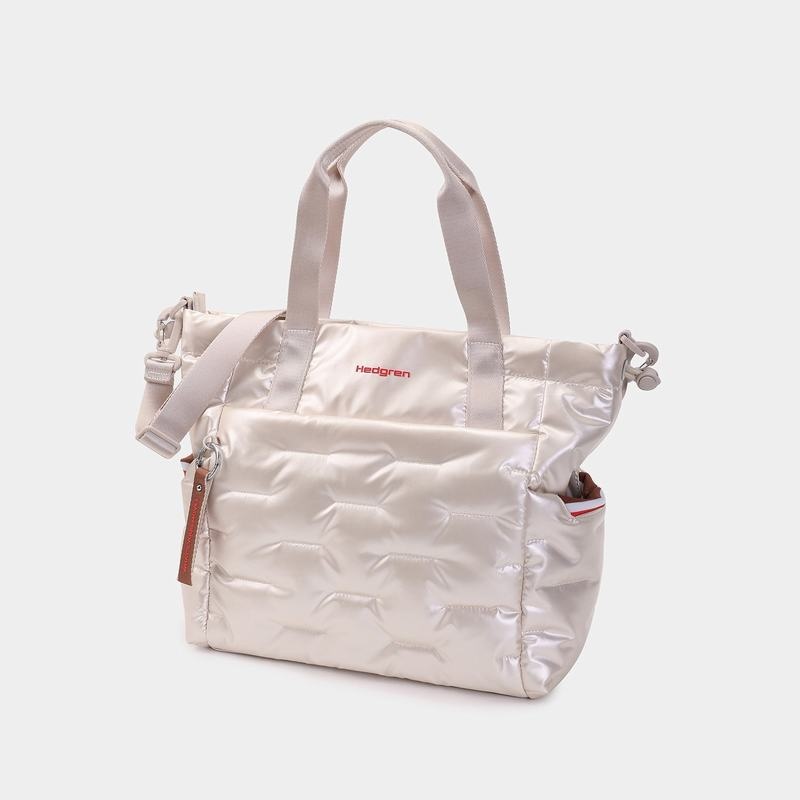 White Beige Hedgren Puffer Women's Tote Bags | RTD8891HI