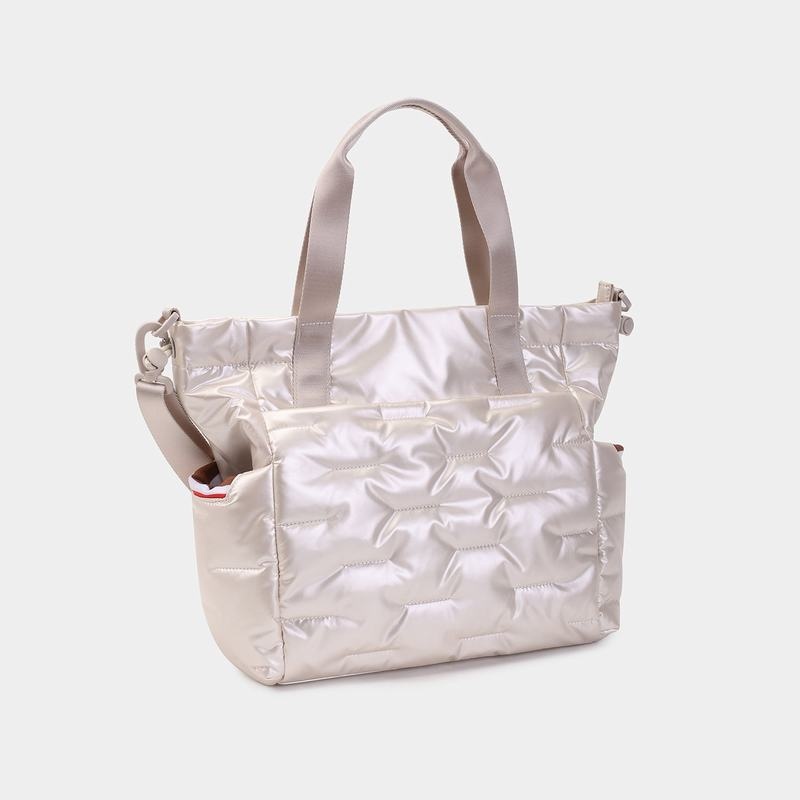 White Beige Hedgren Puffer Women's Tote Bags | RTD8891HI